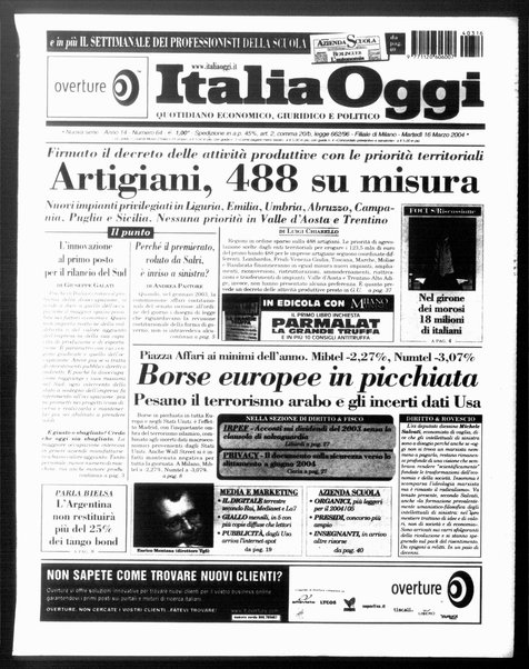 Italia oggi : quotidiano di economia finanza e politica